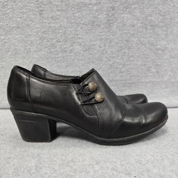 Clarks Emslie Warren Black Heeled Loafers Size 9.5 - Picture 1 of 10